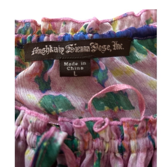 MUSHKA BY  SIENNA ROSE, Boho blouson blouse, multicolored size Large. Ruffles. - Picture 4 of 7